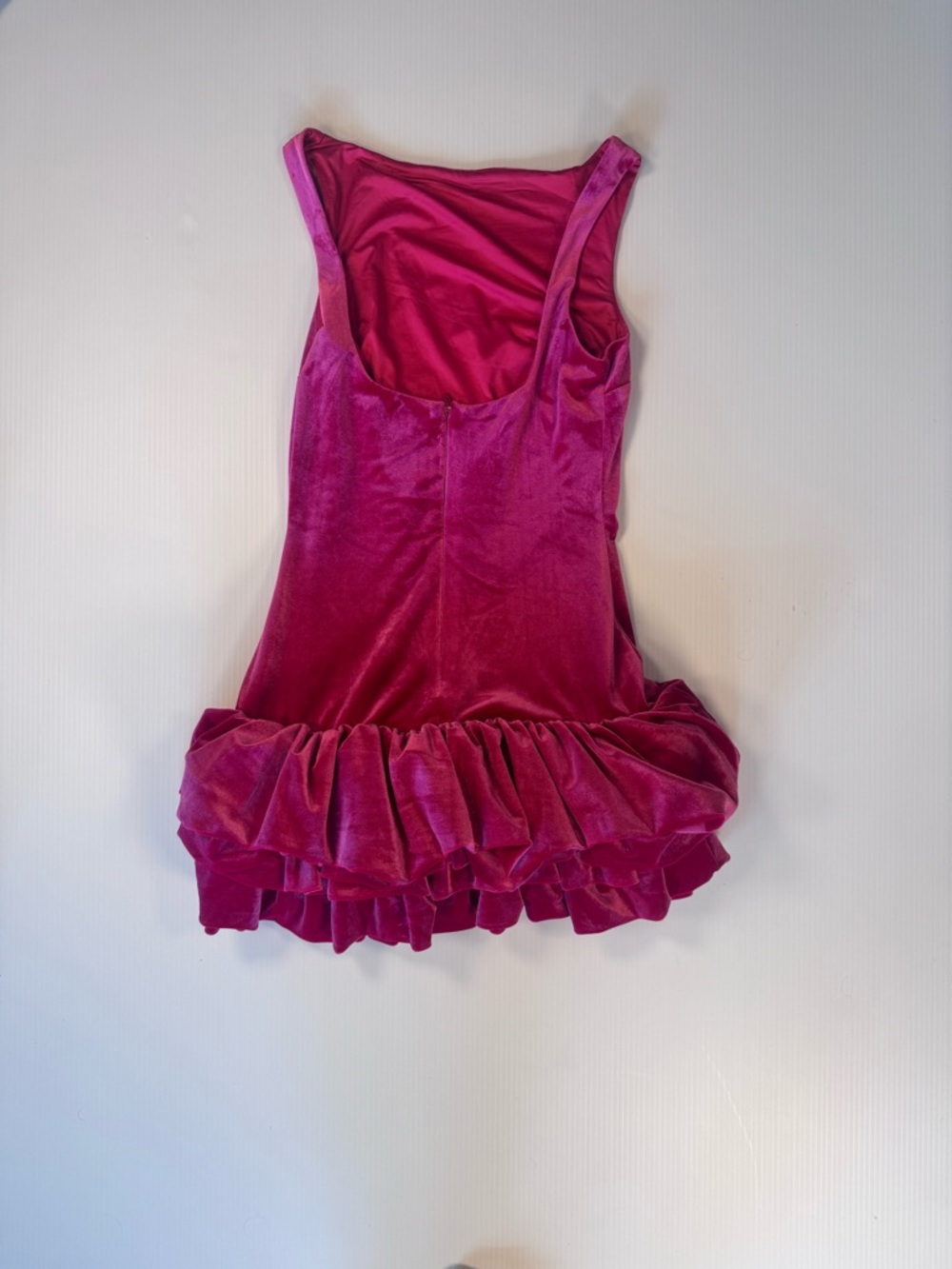 Pink Velvet Ruffle Mini Dress | Sleeveless Bodycon | Size S, M, L| NWT - Picture 3 of 5